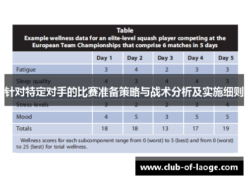 针对特定对手的比赛准备策略与战术分析及实施细则